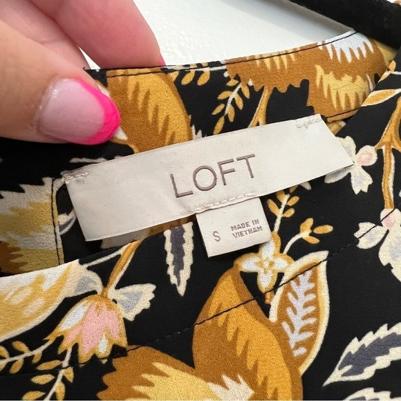 Loft Yellow & Black Floral Long Sleeve Blouse - Picture 4 of 5